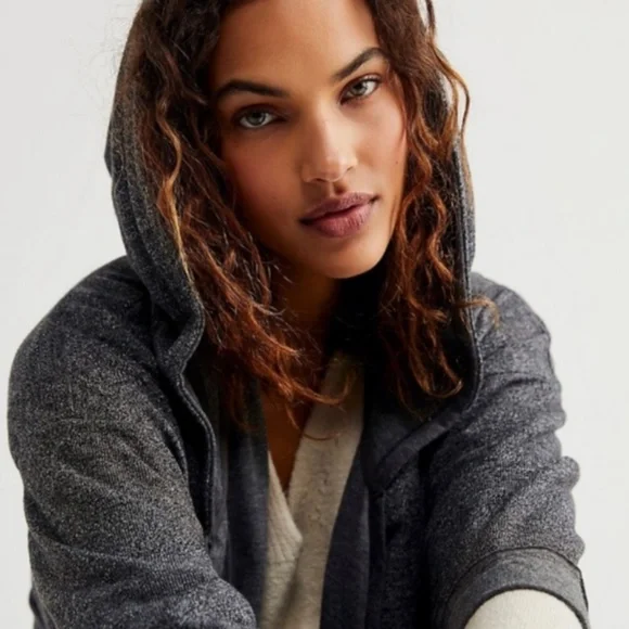 NWT Free People FP Beach Gray Jet Set Cardi Long Hooded Duster - Picture 4 of 15